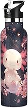 Bolaz Axolotl Star Water Bottle Kids Insulated for Boys Girls 20 oz,Stainless Steel Straw Lid Vacuum