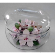 Artificial Flowers In A Glass Frame Openable Lid Size 7.5x7.5x6 Cm.beautiful And Cute For Display
