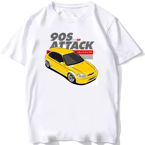 CIVIC EK9 90s Attack Classic T-Shirt Summer Men Short Sleeve Hip Hop Boy Casual Tees JDM Legend Civi