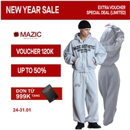 SE01 - "MAZIC" SIGNATURE EDDITION Flannel HOODIE SET BOXY GRAY Cotton felt, YKK 2-way zipper