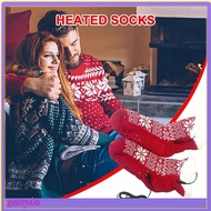 GOUPDO ฤดูหนาวที่อบอุ่น ถุงเท้าเก็บความร้อน ลายเกล็ดหิมะ ยูเอสบี ถุงเท้าแบบไฟฟ้า สร้างสรรค์และสร้างสรรค์ ถุงเท้าคริสมาสต์ บ้านและสำนักงาน