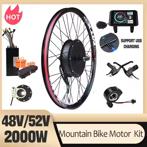 48V52V 2000W MTX39 Rim E bike Conversion Kit for Mountain Bike with Sine Wave Controller&UKC1/UKS6/S
