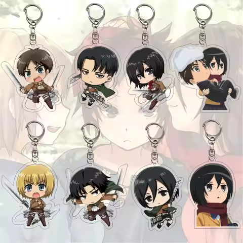 Attack on Titan Keychain 5 5CM Acrylic Anime Keyring Mikasa Levi Eren Cosplay Accessory