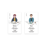 客製個人名片 | 簡約風人像插畫頭像名片