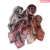 ALMA1DQ Wide Edge Hijab, Casual Cotton Voile Instant Hijab, Fashion Watercolor Printed Tudung For Wo