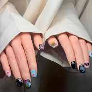 Handmade Wearing Nails (Y2K Happy Planet) Cute Student Girl Manicure