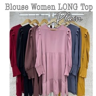41428 Blouse women Long Top Plain long Sleeve