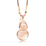 【正佳珠寶】銅鈦晶 頂級冰透葫蘆 銅鈦晶吊墜 可調式棉繩