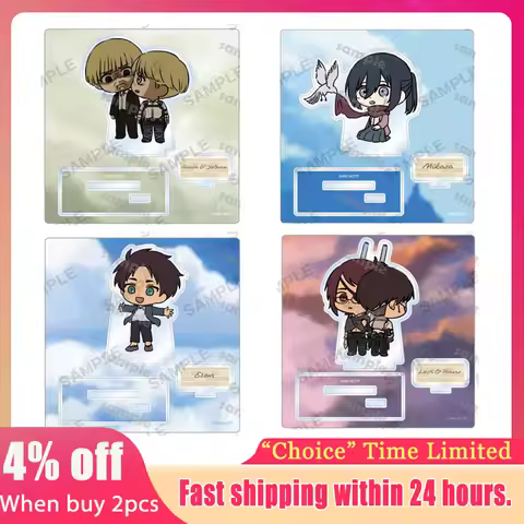 Mini Attacking giant THE Final Season Q Acg Stand Eren with Backborad Hange with Levi Standing Plate