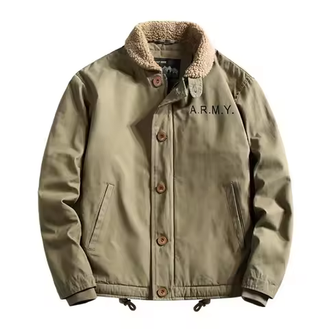 Winter N1 deck clothes padded jacket padded middle-aged thickened velvet tooling jacket retro lamb w