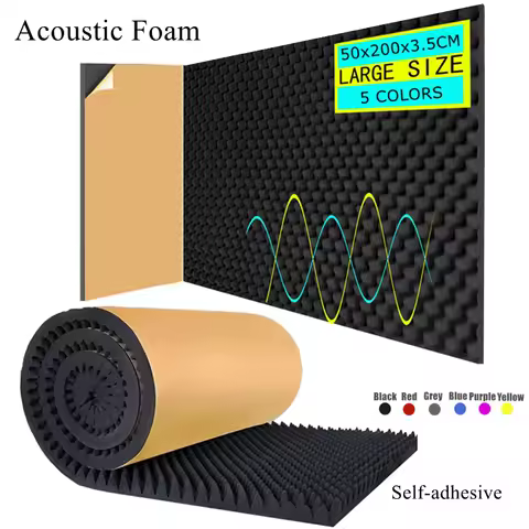 1Pc 50x200x3.5cm Acoustic Foam Self-adhesive Egg Sound Insulation Panels High Density Large Size for