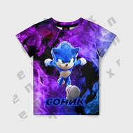 Sonic Pattern 3D printing Childrens T-Shirt Boys Childrens Short-Sleeved T Shirt