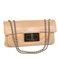 CHANEL Turn Lock 鏈條單肩包小羊皮粉紅色 CC 正品 bs15777