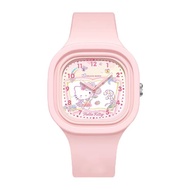 Sanrio นาฬิกากันน้ำนาฬิกาข้อมือการ์ตูนสำหรับเด็กวัสดุซิลิโคนนาฬิกาหน้าปัดทรงสี่เหลี่ยม Kulomi/Melody