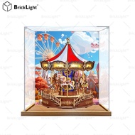 BrickLight™forFits the rolife Carousel Music Box dust cover  ️Transparent Display Box with & Wooden 