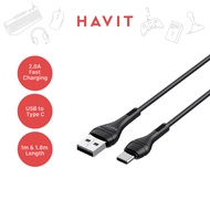 Havit CB6161 USB to Type C Cable (1.0m/1.8m) 2.0A FAST CHARGING Type C Cable Compatible Powerbank Laptop