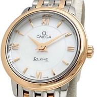 OMEGA) 424.20.24.60.05.002 碟飛系列雙色腕錶，附原廠錶盒和保固卡。精鋼/18K玫瑰金/貝殼石英機芯，銀色貝殼錶盤/銀金雙色錶帶。二手。女士腕錶。