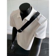 t shirt lelaki baju t shirt lelaki berkolar Baju polo lengan pendek bahu Amerika, kemeja T-shirt jah