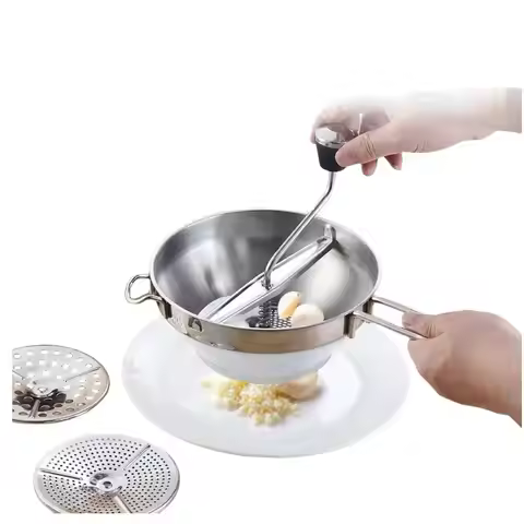 Steel Potato Ricer Vegetable Fruit Strawberry Puree Masher Grinder Manual Spiral Rotary Mill