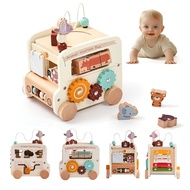 Montessori Wooden Children Toys Busy Toys Educational Games Bus 5 in 1 Busy Box Toys Montessori Baby