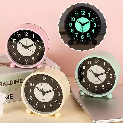 Glow-In-The-Dark Alarm Clock,USB Charging Silents Non Ticking Alarm Clock,Retro Alarm Clock With Bac