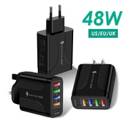 2023 PD 18W 4พอร์ต USB 3.1AFast ชาร์จ48W ที่ชาร์จเร็วอะแดปเตอร์ไฟ USB QC3.0 USB ที่ชาร์จสำหรับ Xiaomi Samsung Huawei Realme สมาร์ทโฟน IQ00 OPPO