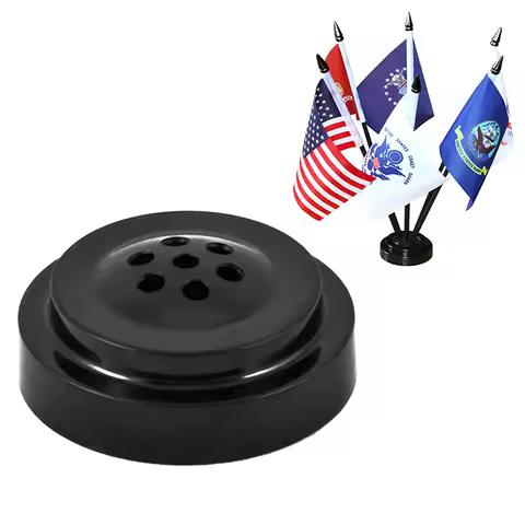 8 Holes Mini Flagpole Base Flag Stand Hand Wave Flag Stand Portable Desk Flag Stand Black Plastic Fo