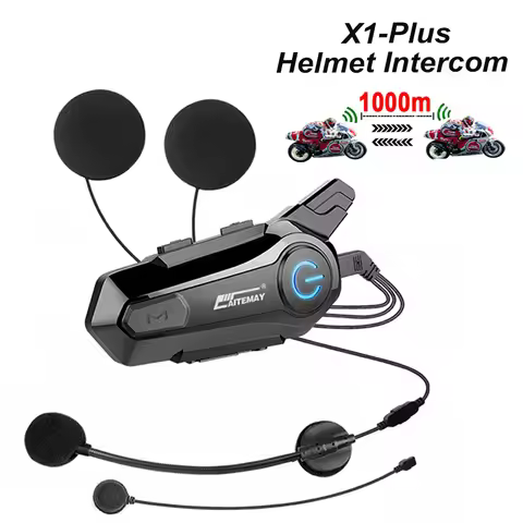 1000M Interphone Communicator X1 Plus Motorcycle Helmet Intercom Headset Bluetooth Waterproof Moter 