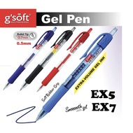 Gsoft Retractable Gel Ink Pen gel pen EX5 EX7 gel pen 0.5mm 0.7mm blue black red 🔥🔥