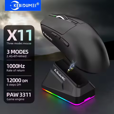 X11 PAW3311 Tri-Mode Wireless Mouse Bluetooth Mouse 12000 DPI Gaming Mouse RGB Touch Magnetic Chargi