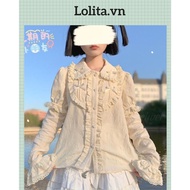 Long-sleeved lolita shirt with removable sleeves, lolita blouse (Actual photo included)