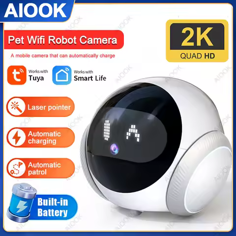 AIOOK S1 Robot Camera Auto Charging HD 2K 121° Wide Angle 5G WIFI Camera Mobile Robot Two-Way Interc