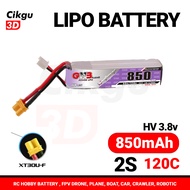 Gaoneng GNB 850mAh 2S 7.6V 60C Lipo Battery With XT30U-F Plug LiHV LONG TYPE for RC FPV Racing Drone