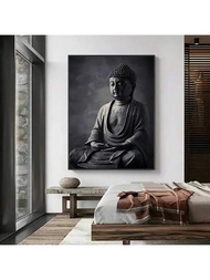 1張黑色佛像冥想藝術畫布油畫,適用於客廳、臥室、餐廳牆壁裝飾,送禮佳品,無框