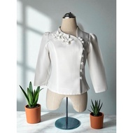 2handshopee Cotton Clothes White (Chest 34) Front Button Collar Decorate Beautiful Flowers Just Boug
