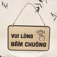 Bảng gỗ  "vui lòng bấm chuông" biển gỗ treo decor trang trí cửa cổng nhà  ̂ ̣̂
