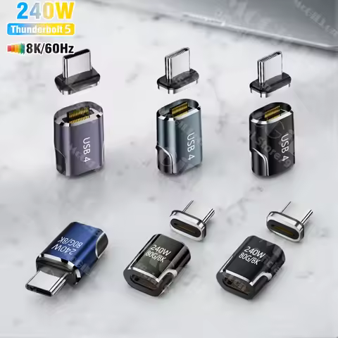 USB4 80Gbps Magnetic Adapter USB C To Type C 240W Fast Charging Magnet Converter Cable 8K@60Hz Thund