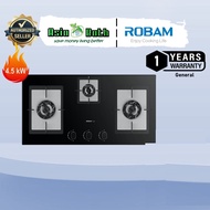 Robam B397 Built-in Hob 3 Burner 3D Flame Tempered Glass Gas Hob 86cm 4.5kW / Rinnai / Teka / Fujioh