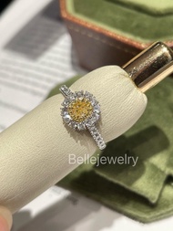 Natural fancy yellow diamonds ring 高質天然黃鑽戒指 Au750滿鑽戒托 自然光都靚