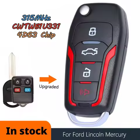 DIYKEY CWTWB1U345 CWTWB1U331 CWTWB1U322 Upgraded Flip Remote Key 315MHz 4D63 80 BIT Chip for Ford Mu