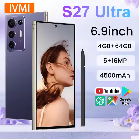 IVMI Smartphone Android S27 Ultra Dual SIM 6.9"Display 4GB RAM 64GB ROM Cellphone WIFI Play Store 4G
