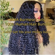 250 3C4A Human Hair Curls 13x6 13x4 HD Transparent Frontal Wig For Women Burmese Curly Full Lace Wig