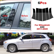 6PCS Car Window Door Column Polished BC Pillar Posts Fit For Mitsubishi ASX 2011-2020 Window Trim Co