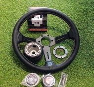 พวงมาลัยND ก้านยก13.5นิ้ว ยก3.5นิ้ว พร้อมคอพวงมาลัยตรงรุ่น พร้อมติดตั้งใช้งาน หนังรูเย็บด้ายแดง ปัก