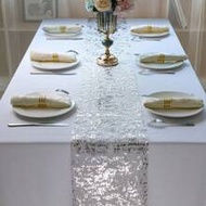 1pc 28x300cm/28x500cm/28x1000cm Metallic Foil Sequin Mesh Table Runner For Parties, Anniversaries, B