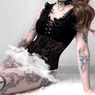 RCS- Women's Gothic bodysuit sexy Gothic Sleeveless Women's Top sexy halloween Top