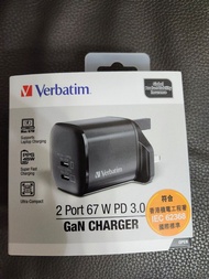 Verbatim 2 Port 67W PD 3.0 Gan Charger 充電器