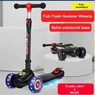 3 Wheels Foldable Kick Scooter | LED Flashing Wheels &amp; Music | 3 Adjustable Height | Max weight 100kg