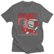 Vintage Funny Mr Robot T Shirt Men 100% Cotton FSociety T-shirt Short-Sleeve F Society Hacker Tee To