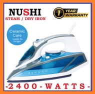 NUSHI NSI-3022 POWERFUL CERAMIC EASY GLIDE STEAM IRON / DRY IRON / 2400 WATTS / ANTI SCRATCH SOLEPLATE / SG PLUG / 1 YEAR SG WARRANTY / FAST SHIPPING